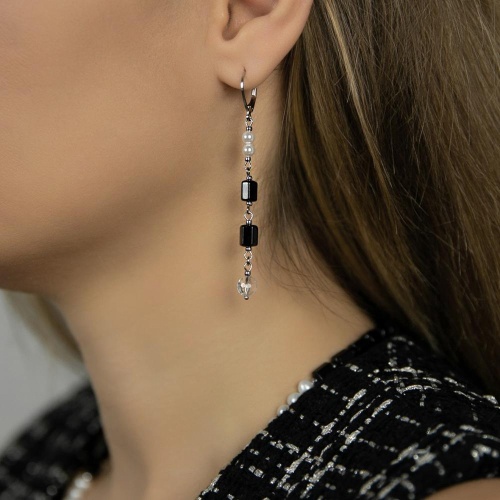 Серьги Lanzerotti, Pianoforte, хрусталь, черный турмалин, перламутр, LZ-25.12-390 черный фото 2