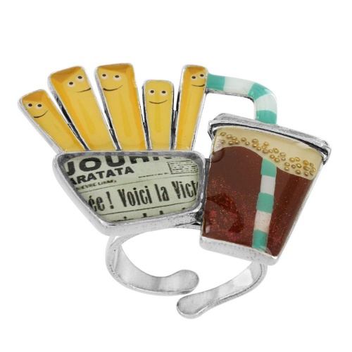 Кольцо TARATATA, Ketchup, разъемное,смола,слюда,микрошарики, TT-W23-08420-10M серебристый фото 7