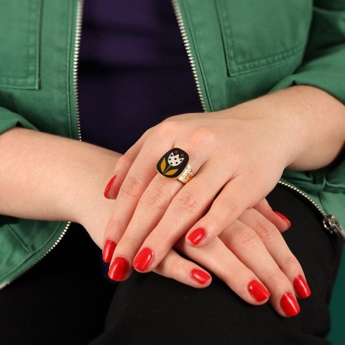 Кольцо TARATATA, Jeu De L`oie, разъемное, с цветной смолой, TT-H24-01401-202 черный фото 3