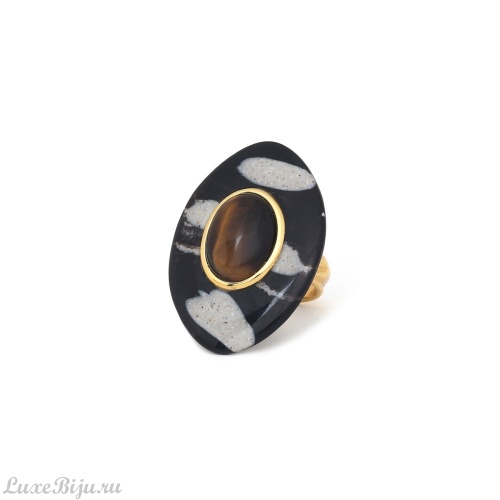 Кольцо Nature Bijoux, Zebra, тигровый глаз, смолистый песок в смоле, NB24.2-19-25670 черный