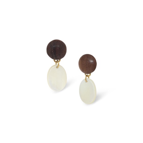 Серьги Nature Bijoux, Oman, древесина,перламутровая морская раковина, NB26.2-12-90793 коричневый