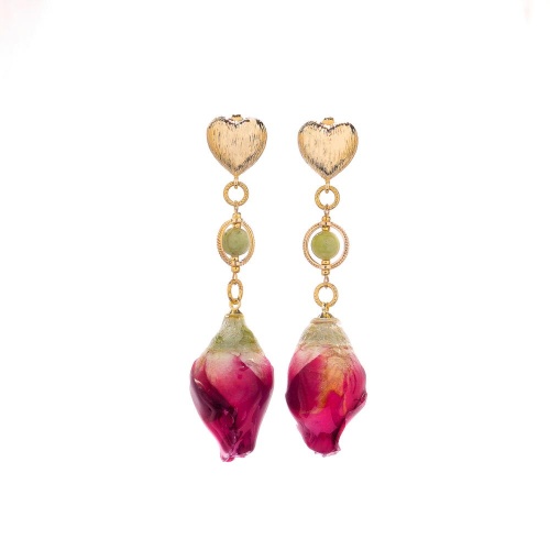 Серьги Lanzerotti, Erbario, с жадом и бутоном розы, LZ-26.02-057 розовый