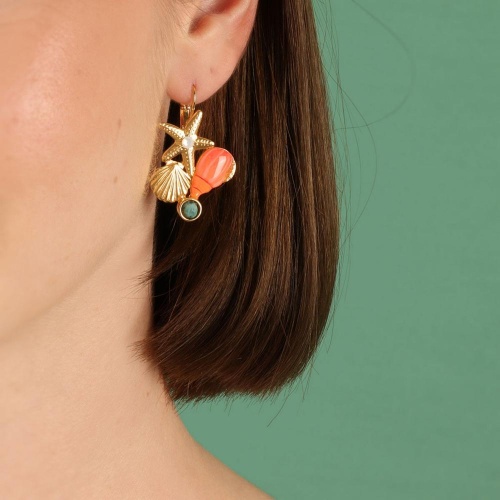 Серьги TARATATA, Archipel, асимметричные,со смолой,стразами,кварцем, TT-E24-03722-20M золотистый фото 5