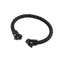 Браслет Polina Firenze, кафф кожаный, пантера с кристаллами, PF26.1-BR4331 черный