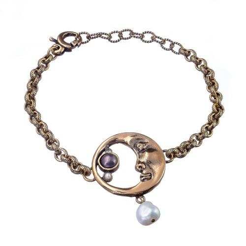 Браслет Alcozer&J, с жемчугом и кристаллами Swarovski, AL-B5473C золотистый