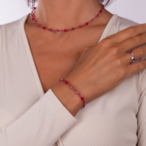 Браслет Lanzerotti, Monroe, турмалин, аметист, кристаллы, бусины, LZ-23.07-247 лиловый фото 3