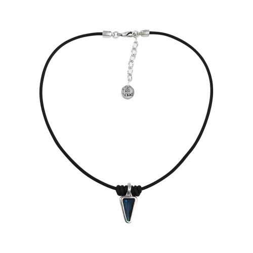 Колье Tra-la-ra, Vertice, кожаное, с кристаллом, TLR25-250P202 синий