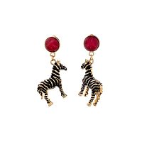 Серьги Moon Paris, зебра с цветной эмалью, Mo-Y26.03-003 черный