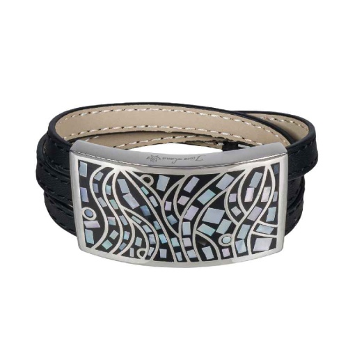 Браслет Fiore Luna на кожаном черном ремешке 3 оборота, CB00995-8 BW