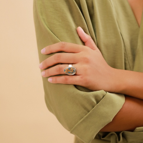 Кольцо Nature Bijoux, Piccadilly, с пальмовым орехом в смоле и перламутром, NB23.2-19-25018 голубой фото 3