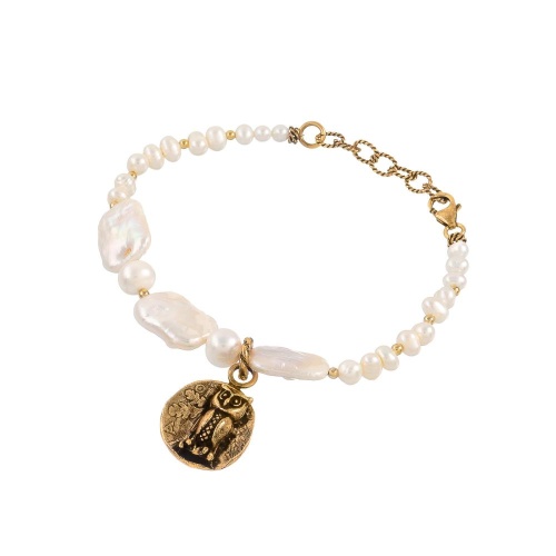Браслет Alcozer&J, с жемчугом и совой, AL-B38AN26-R белый