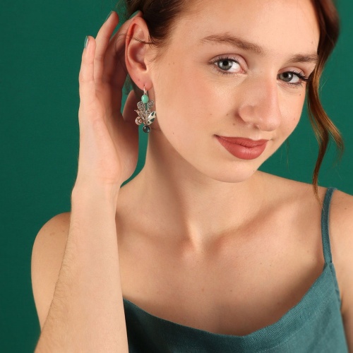 Серьги TARATATA, Green, с цветной смолой и порошком слюды, TT-E24-09774-104 бирюзовый фото 2