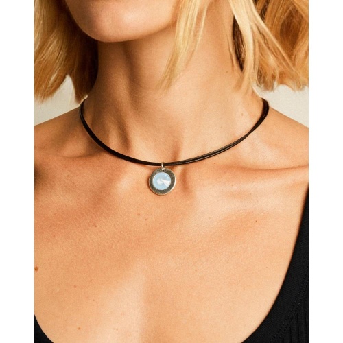 Колье VIDDA, Sweet, кожаное, с кристаллом Swarovski, VD25.2-01868 серый фото 2