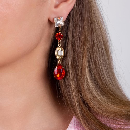 Серьги Moon Paris, Ringo Queen, асимметричные, с кристаллами, MRQ-24.05-004 красный фото 3