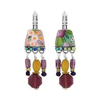 Серьги TARATATA, Ciboulette, со цветной смолой, стразами и бусинами, TT-E24-08766-10M серебристый