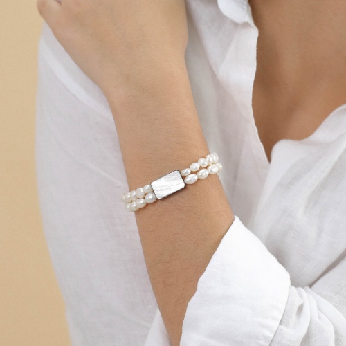 Браслет Nature Bijoux, Moonlight, стрейч, ракушка Capiz в смоле, жемчуг, NB26.2-13CP43562 белый фото 3