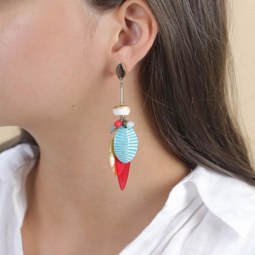 Серьги Nature Bijoux, Euphoria, перламутр, ракушка,говлит, халцедон, жад, NB24.1-12-79132 красный фото 3