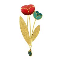 Брошь TARATATA, Crocus, с цветной смолой,микрошариками и бусиной, TT-H24-02206-20M золотистый