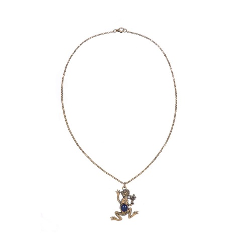 Колье Alcozer&J, лягушки, лазурит, гранат, Swarovski, AL2502-C148NG24 синий фото 2