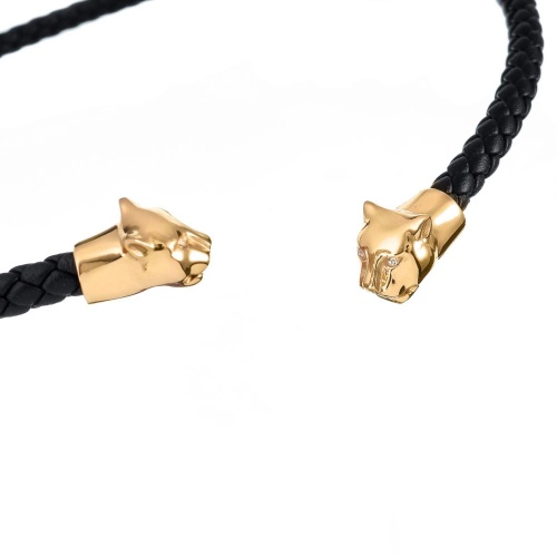 Колье Polina Firenze, гривна, пантера с кристаллами, кожа, PF26.1-CL4328 золотистый фото 2