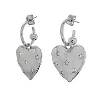 Серьги Moon Paris, Ringo, полукольца, с сердцем, кристаллами, MR-24.06-036 серебристый