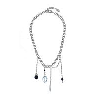 Колье Lanzerotti, Pianoforte, жемчуг, агат, турмалин, оникс, хрусталь, LZ-25.12-375 серебристый