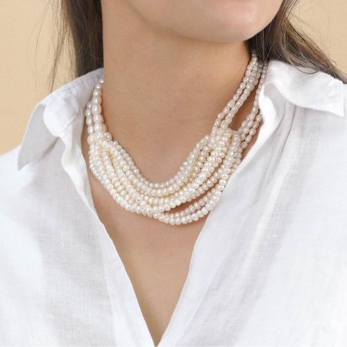 Колье Nature Bijoux, Moonlight, ракушка Capiz в смоле, жемчуг, кожа, NB24.1-15CP43130 белый фото 3