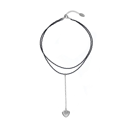 Колье Lanzerotti, Pianoforte, двойное, с кристаллами и сердцем, LZ-26.01-019 черный фото 2