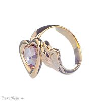 Кольцо Ciclon, Cuore, незамкнутое, сердце, чешское стекло, CN-220500 янтарный