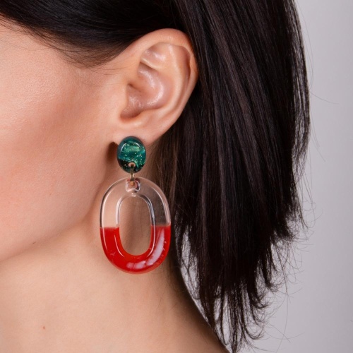 Серьги Moon Paris, Lorian, с овальной подвеской из акрила и смолы, ML-23.03-030 красный фото 2