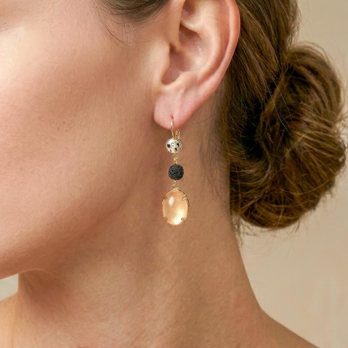 Серьги Nature Bijoux, Kinshasa, ракушка Capiz, смола, яшма, рудракша, NB26.2-12-90856 золотистый фото 2