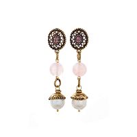 Серьги Alcozer&J, с кварцем и жемчугом, AL-O58AV24-R розовый