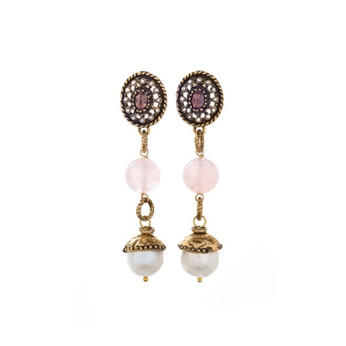 Серьги Alcozer&J, с кварцем и жемчугом, AL-O58AV24-R розовый