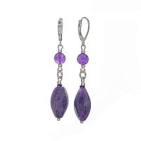 Серьги Lanzerotti, Ispirazione, аметист, флюорит, LZ-24.10-390 фиолетовый