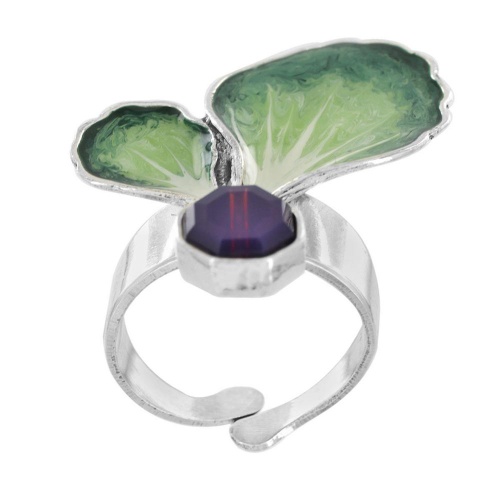 Кольцо TARATATA, Coeur d`artichaud, разъемное, с цветной смолой и бусиной, TT-H23-07415-107 зеленый фото 6