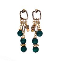 Серьги Alcozer&J, с малахитом, AL-O48HV24-R зеленый