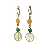 Серьги Lanzerotti, Ispirazione, пренит, гипсан, кристалл, гематит, LZ-24.10-470 мятный