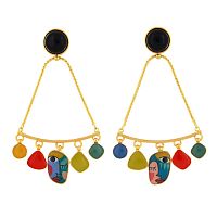 Серьги TARATATA, Abstract, асимметрия, смола, стеклянные кабошоны, TT-W24-05964-20M золотистый