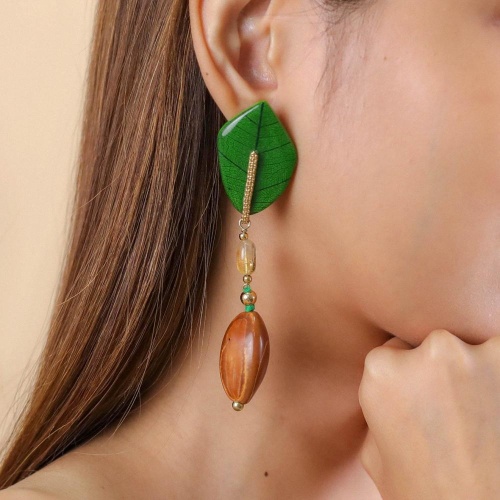 Серьги Nature Bijoux, Kirindy, семя экзотического растения, цитрин, NB24.2-12-79542 зеленый фото 5