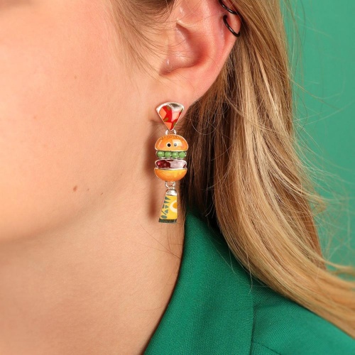 Серьги TARATATA, Ketchup, асимметричные,смола,глиттер,микрошарики, TT-W23-08955-10M серебристый фото 2