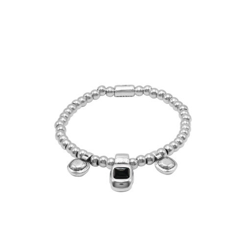 Браслет Ciclon, Kubik Charm, стрейч, металл, с муранским стеклом, CN-243112 черный