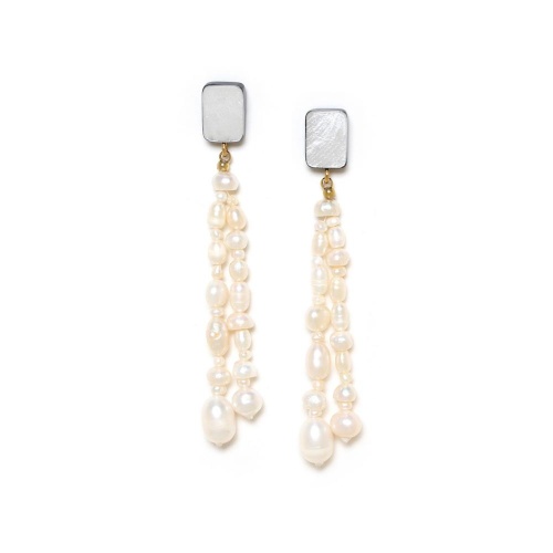 Серьги Nature Bijoux, Moonlight, ракушка Capiz в смоле, жемчуг, NB24.1-12-79384 белый