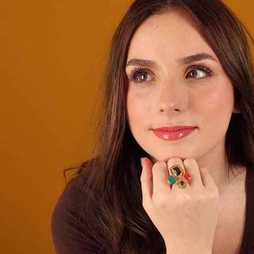 Кольцо TARATATA, Joyeuse, разъемное,со смолой,стеклянными бусинами, TT-H24-11421-20M золотистый фото 3