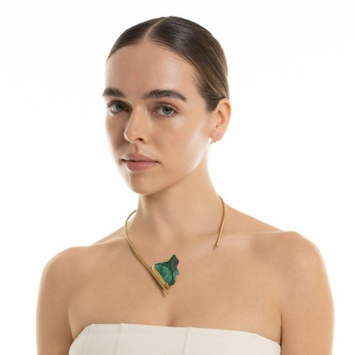Колье Katerina Vassou, Soprano, гривна с малахитом, KV26.1-406242G зеленый фото 2