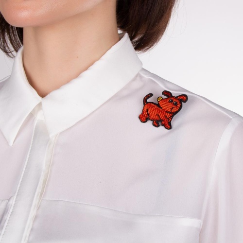 Брошь Moon Paris, собака из текстиля, Mo-22.03-020 оранжевый фото 3