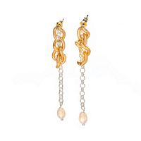 Серьги Dansk Copenhagen, Audrey, с цепью и жемчугом, DNSK26.1-3C2601041 золотистый