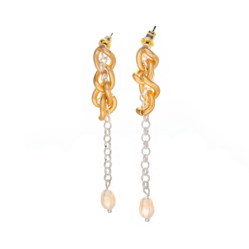 Серьги Dansk Copenhagen, Audrey, с цепью и жемчугом, DNSK26.1-3C2601041 золотистый