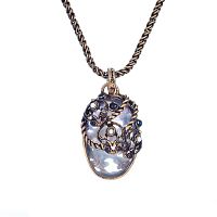 Колье Alcozer&J, лунный камень, гранат, жемчуг, сапфир, AL2502-C128JO24 золотистый