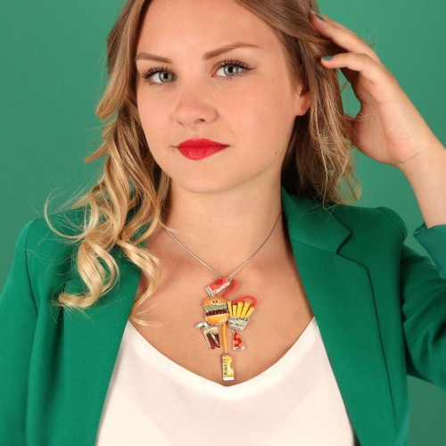 Колье TARATATA, Ketchup, смола, пудра, блестки, шнур и кабошон, TT-W23-08114-10M серебристый фото 4