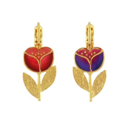 Серьги TARATATA, Crocus, асимметричные,цветная смола,микрошарики, TT-H24-02753-203 красный